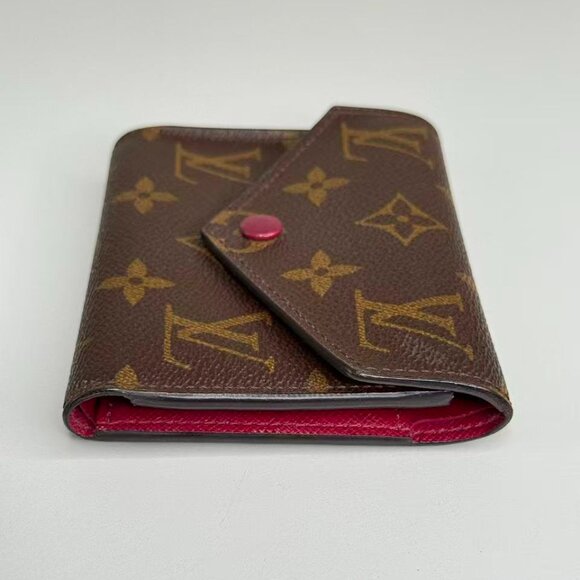 Louis Vuitton Monogram Canvas Small Card Holder Brown Goods with Red Button - Picture 3 of 7